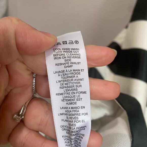 ASOS Black And Ivory Striped Posh Pencil Dress Size 6 NWT - Picture 4 of 13